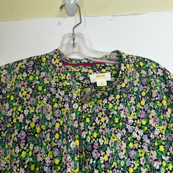 Anthropologie Maeve Ashleigh Floral Puff Sleeved Ties Button Down Oversize Top L - Picture 6 of 16